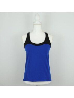 Lucy Activewear Women's Medium Blue & Black T-Strap Support Activewear Tank Top